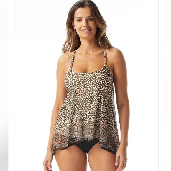 NWT Home Coco Reef Current Bra Sized Mesh Layer Underwire Tankini Wild Cheetah - Picture 1 of 7